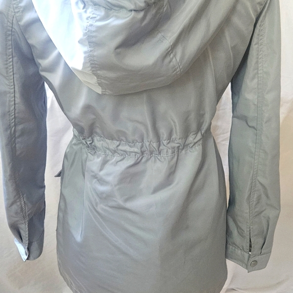 Forever 21 Button Front Drawstring Waist Jacket Blue Snap Pockets Wmn's Sz S - Picture 10 of 12